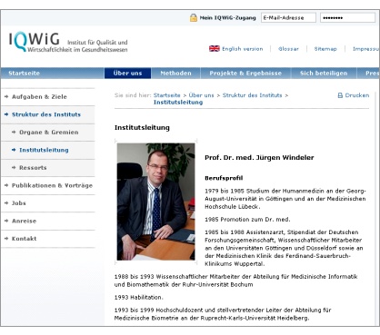 IQWiG-Chef Prof. Dr. med. Jürgen Windeler