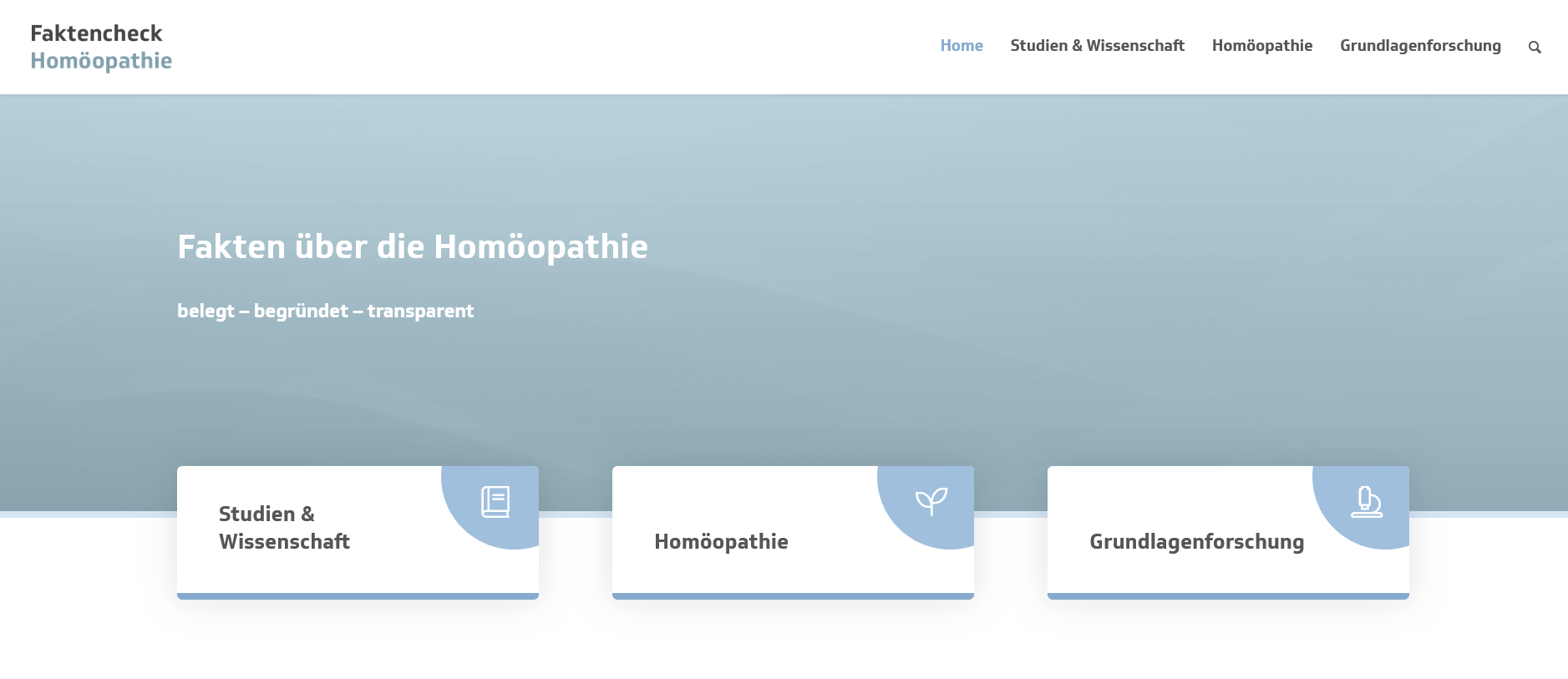 neue Webseite Faktencheck Homöopathie